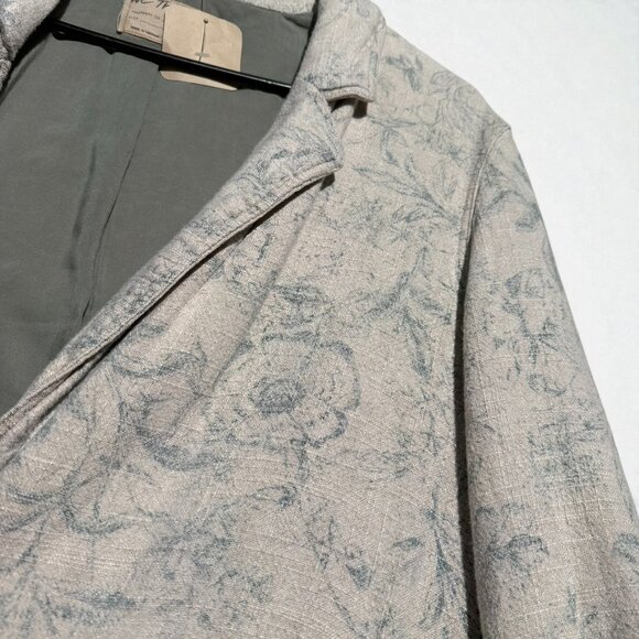 We The Free Patterned Linen Blazer Size Medium Women’s Cream Sage - Picture 4 of 6